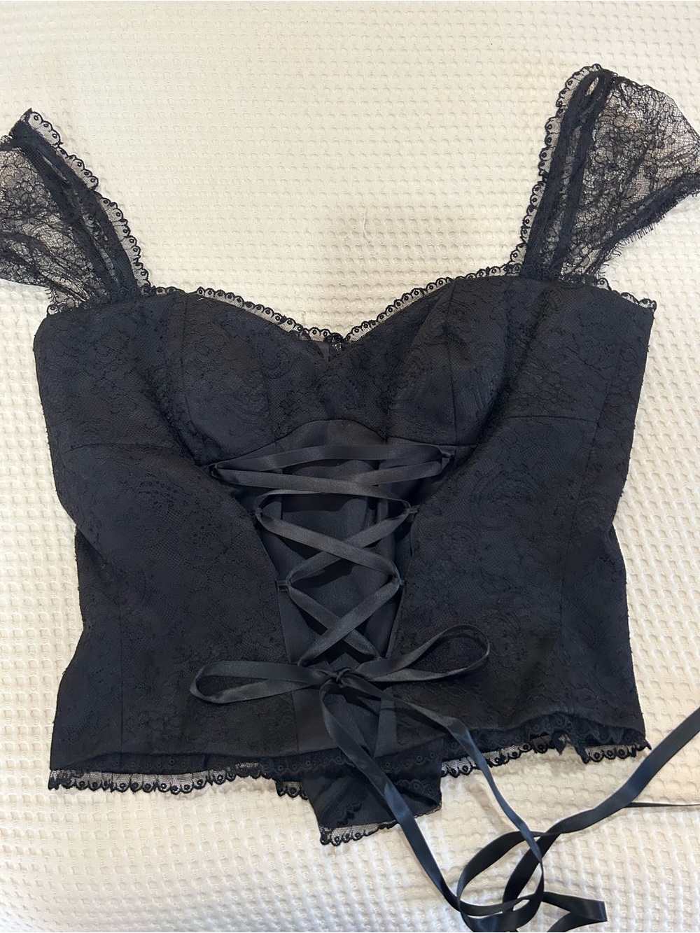 Escada Black Lace Corset Crop Top